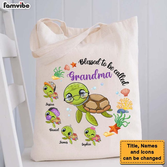 Personalized Gift For Grandma Turtle Blessed To Be Called Tote Bag 26564 26966 1