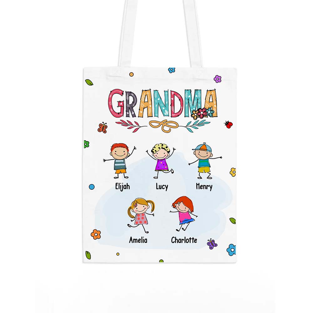 Personalized Gift For Grandma Doodle Kids Tote Bag 26967 Primary Mockup