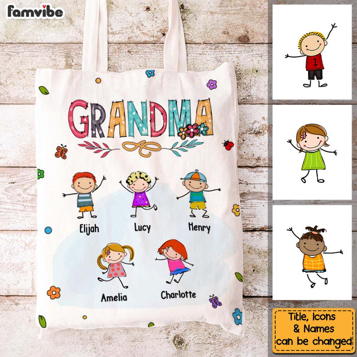 Personalized Gift For Grandma Doodle Kids Tote Bag 26967 1