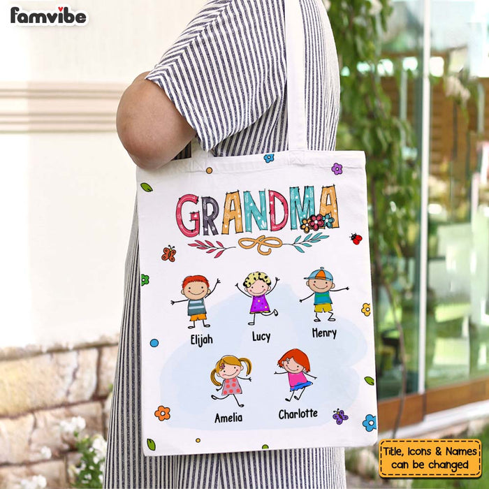 Personalized Gift For Grandma Doodle Kids Tote Bag 26967 1