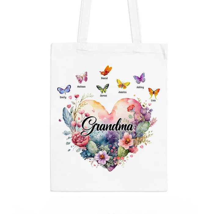 Personalized Gift For Grandma Watercolor Heart Floral Tote Bag 26555 26968 1