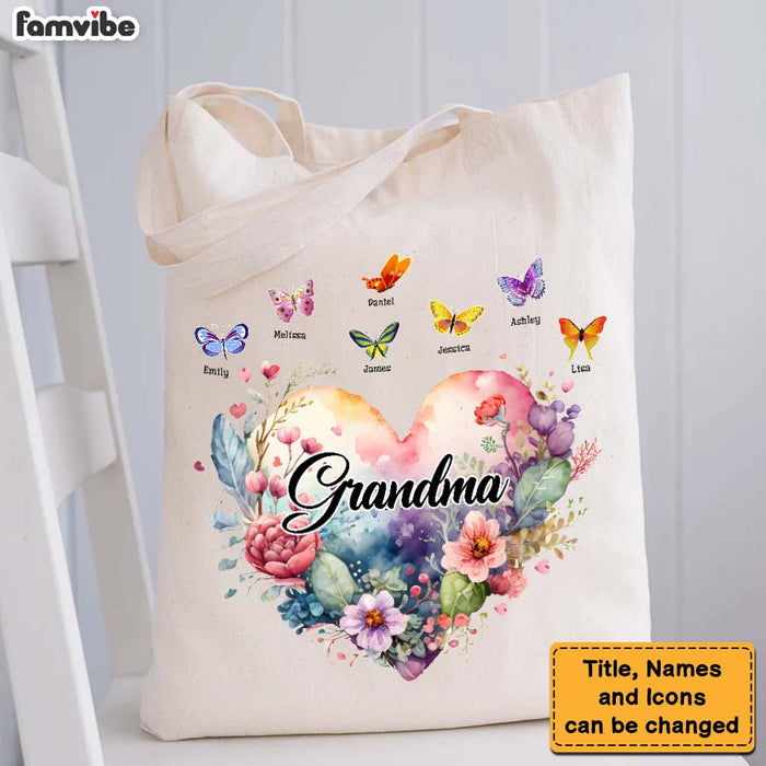 Personalized Gift For Grandma Watercolor Heart Floral Tote Bag 26555 26968 1