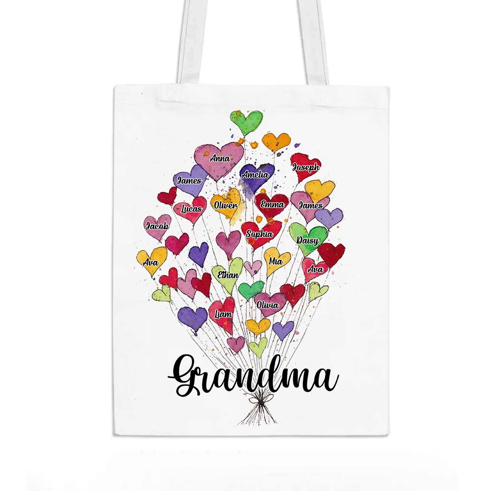 Personalized Gift For Grandma Colorful Heart Tote Bag 26969 Primary Mockup