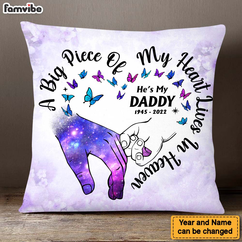 Personalized Memorial Gift A Big Piece Of My Heart Lives In Heaven Pillow 26970 Primary Mockup