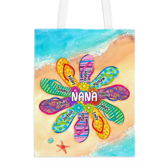 Personalized Gift For Grandma Flip Flops Summer Tote Bag 26973 1