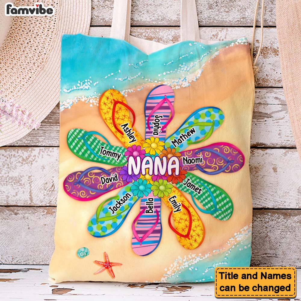 Personalized Gift For Grandma Flip Flops Summer Tote Bag 26973 Primary Mockup