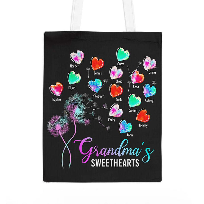 Personalized Gift for Grandma Dandelion Flower Heart Tote Bag 26974 1