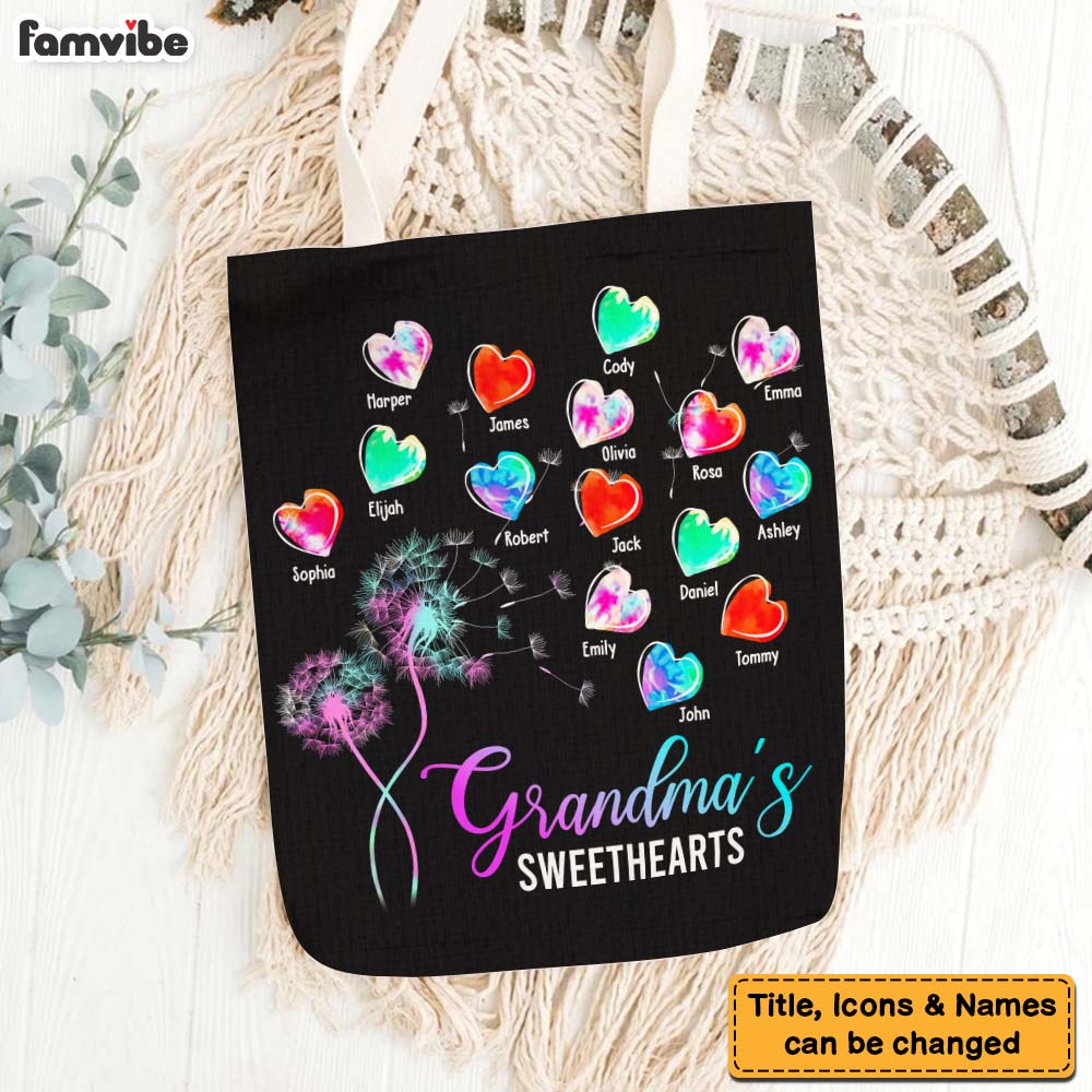 Personalized Gift for Grandma Dandelion Flower Heart Tote Bag 26974 Primary Mockup