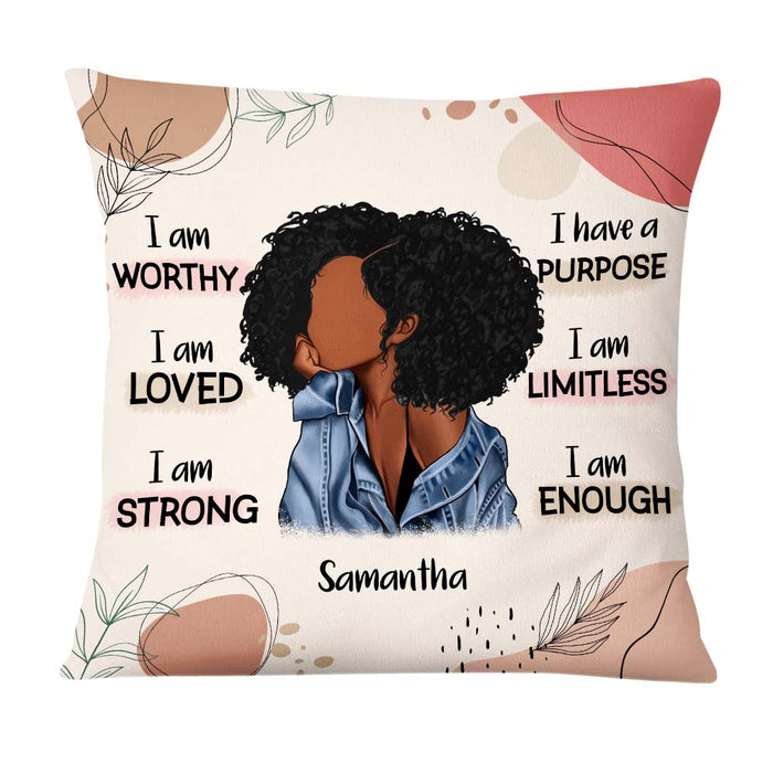 Personalized Gift For Daughter Affirmation I Am Worthy Pillow 26976 1