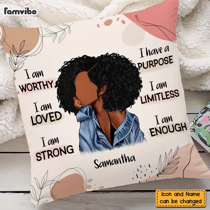 Personalized Gift For Daughter Affirmation I Am Worthy Pillow 26976 1