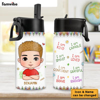 Personalized Gift For Grandson I Am Kind Kids Water Bottle With Straw Lid 23802 26980 thumb 1