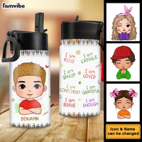 Personalized Gift For Grandson I Am Kind Kids Water Bottle With Straw Lid 23802 26980 thumb 1