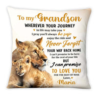 Personalized Gift For Grandson Lion Wherever Your Journey Pillow 26987 thumb 1