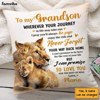 Personalized Gift For Grandson Lion Wherever Your Journey Pillow 26987 thumb 1