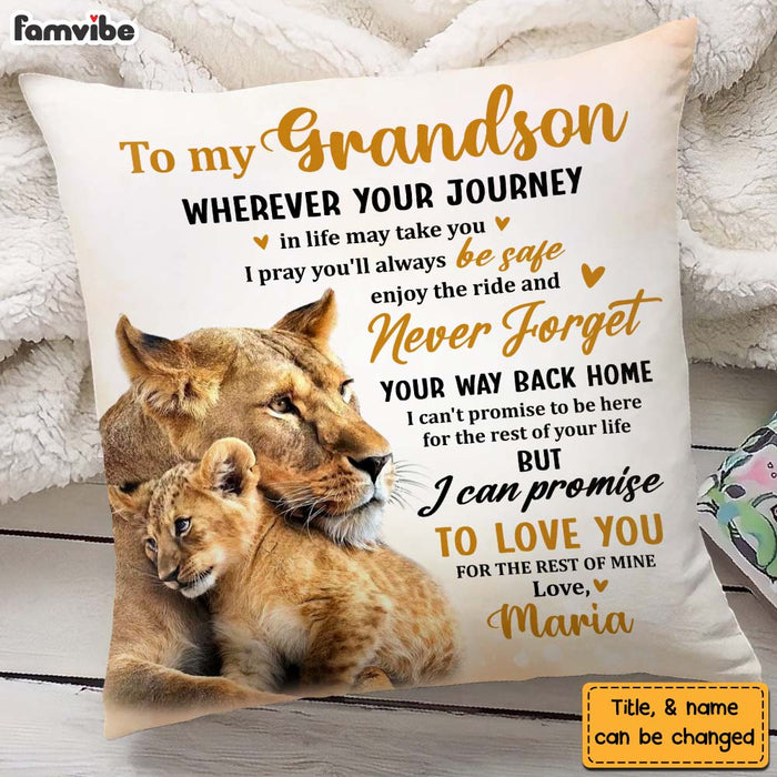 Personalized Gift For Grandson Lion Wherever Your Journey Pillow 26987 1