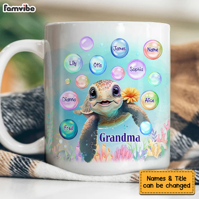 Personalized Gift For Grandma Sea Turtle Bubbles Mug 26994 1