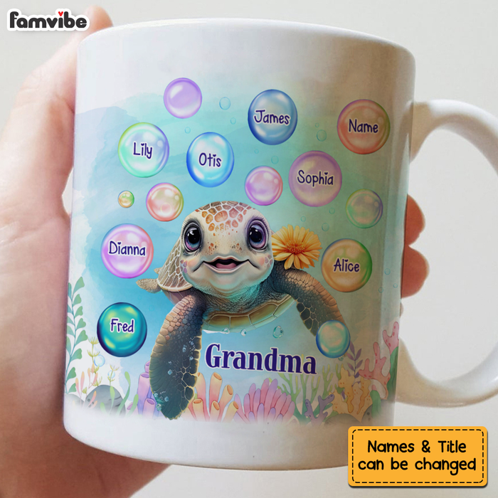 Personalized Gift For Grandma Sea Turtle Bubbles Mug 26994 1