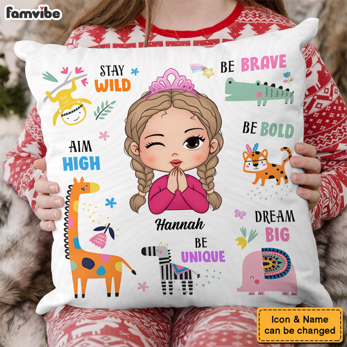 Personalized Affirmations Gift For Granddaughter Stay Wild Safari Animals Pillow 31750 1