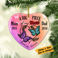 Personalized Piece Of Heart In Heaven Memorial Mom Dad Ornament OB301 65O34 thumb 1