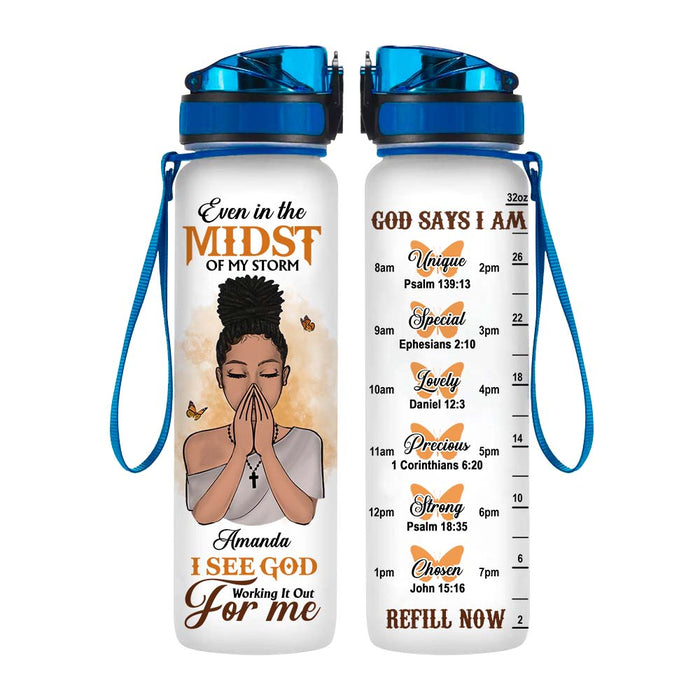 Personalized Christian Gift For Daughter Even In The Midst Of My Storm Tracker Bottle 27003 1