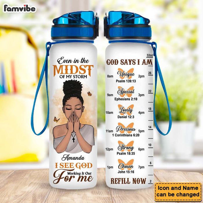Personalized Christian Gift For Daughter Even In The Midst Of My Storm Tracker Bottle 27003 1