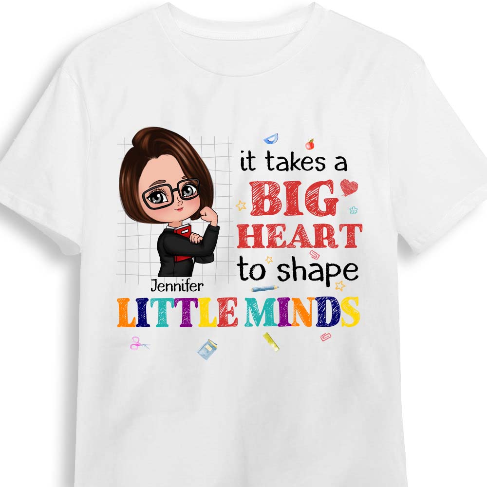 Personalized Gift For Teacher It Takes A Big Heart To Shape Little Minds Shirt Hoodie Sweatshirt 27004 Primary Mockup