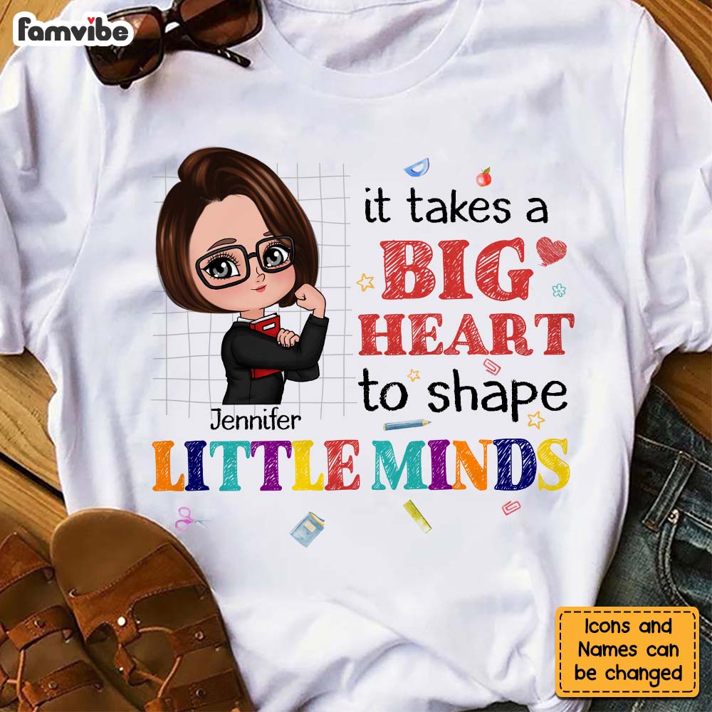 Personalized Gift For Teacher It Takes A Big Heart To Shape Little Minds Shirt Hoodie Sweatshirt 27004 Primary Mockup