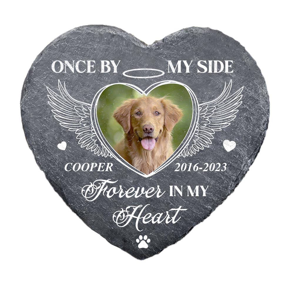 Personalized Photo Memorial Gift For Loss Of Dog Loss Of Cat Loss Of Pet Memorial Stone (Heart) 27008 Heart Memorial Stone Primary Mockup