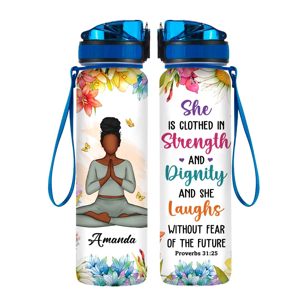 Personalized Gift For Daughter She Is Clothed In Strength Tracker Bottle 27013 Primary Mockup