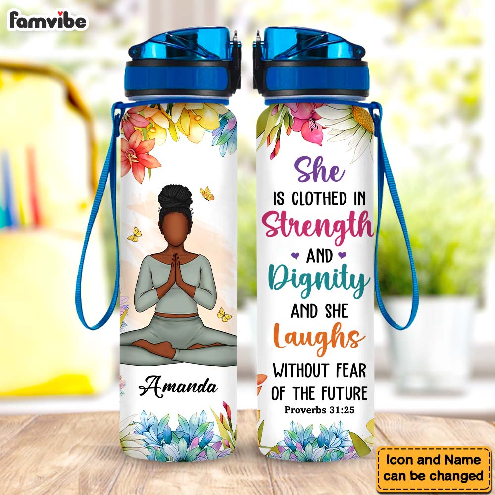 Personalized Gift For Daughter She Is Clothed In Strength Tracker Bottle 27013 Primary Mockup