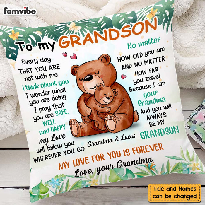 Personalized Gift For Grandson My Love Will Follow You Wherever You Go Pillow 27017 1