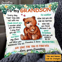 Personalized Gift For Grandson My Love Will Follow You Wherever You Go Pillow 27017 thumb 1