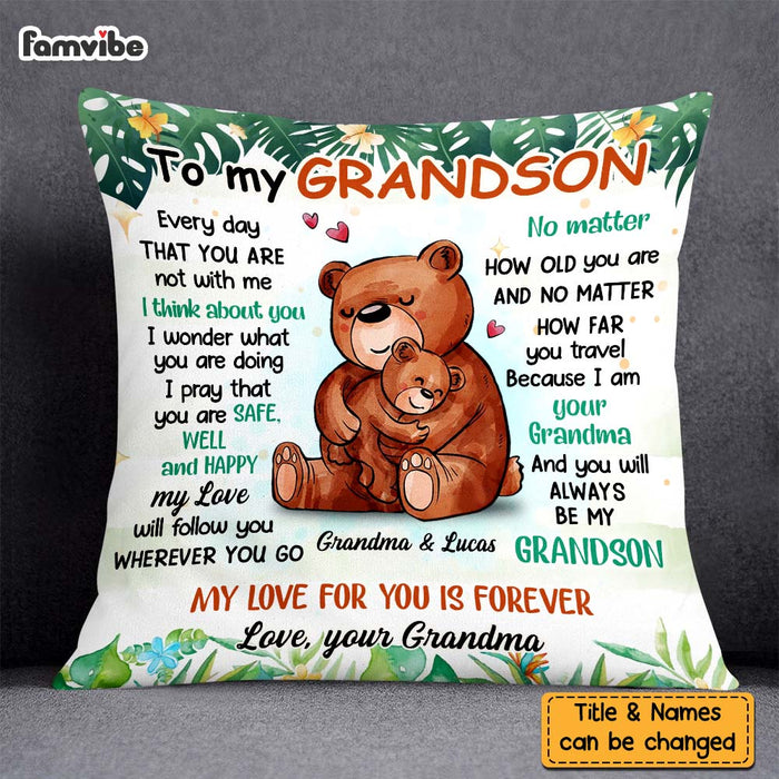 Personalized Gift For Grandson My Love Will Follow You Wherever You Go Pillow 27017 1