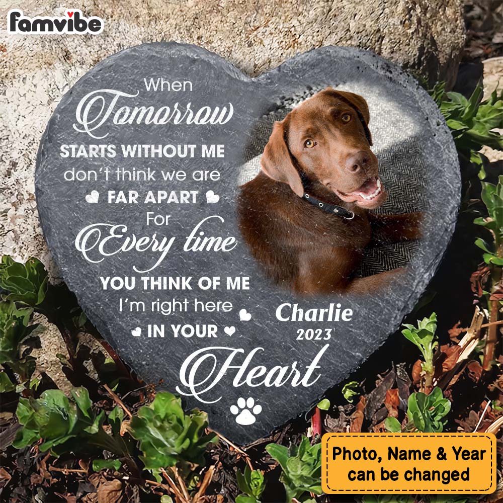 Personalized Pet Passed Away Gift Pet Photo Heart Lithograph Memorial Stone (Heart) 27028 Primary Mockup