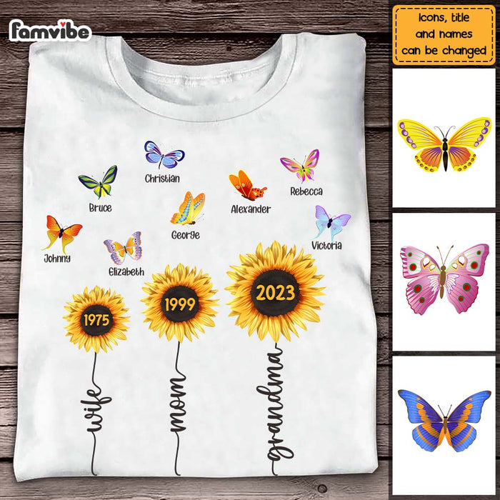 Personalized Gift For Grandma Sunflower Butterfly Shirt - Hoodie - Sweatshirt 27032 1