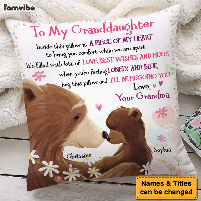 Personalized Gift For Granddaughter Penguin Flowers In Pillow 27033 1
