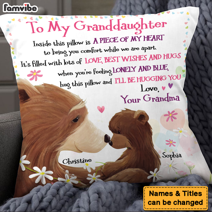Personalized Gift For Granddaughter Penguin Flowers In Pillow 27033 1