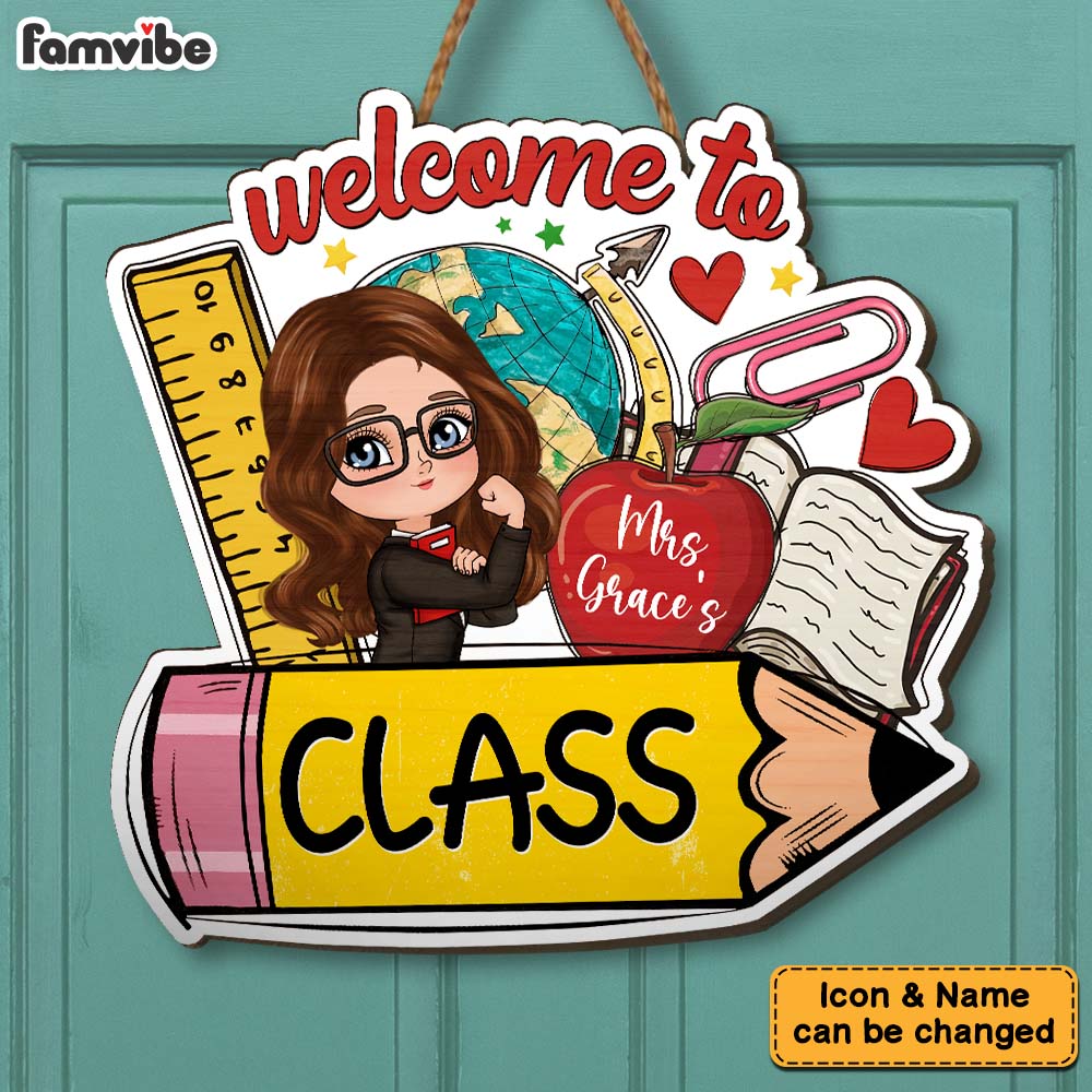 Personalized Gift For Teacher Welcome To My Class Wood Sign 27035 Primary Mockup