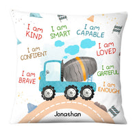 Personalized Gift For Grandson I Am Kind Watercolor Construction Diggers Pillow 27036 thumb 1