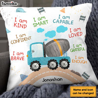 Personalized Gift For Grandson I Am Kind Watercolor Construction Diggers Pillow 27036 thumb 1