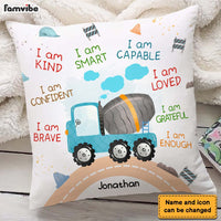 Personalized Gift For Grandson I Am Kind Watercolor Construction Diggers Pillow 27036 thumb 1
