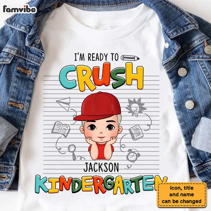 Personalized Gift For Son Grandson Little Boy I'm Ready To Crush Kindergarten Kid T Shirt 27052 1