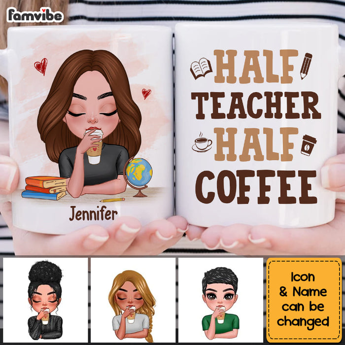 Personalized Gift For Teacher Back To School Half Coffee Half Teacher Mug 27055 1