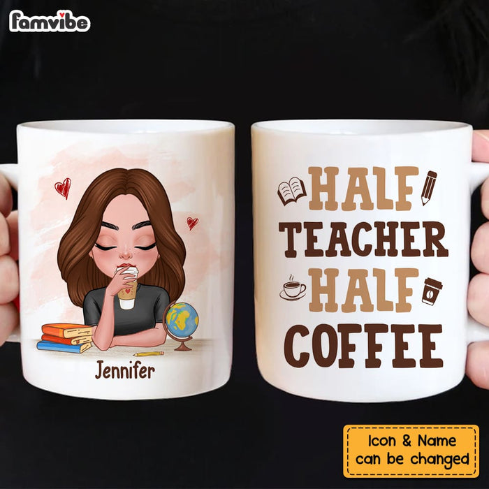 Personalized Gift For Teacher Back To School Half Coffee Half Teacher Mug 27055 1