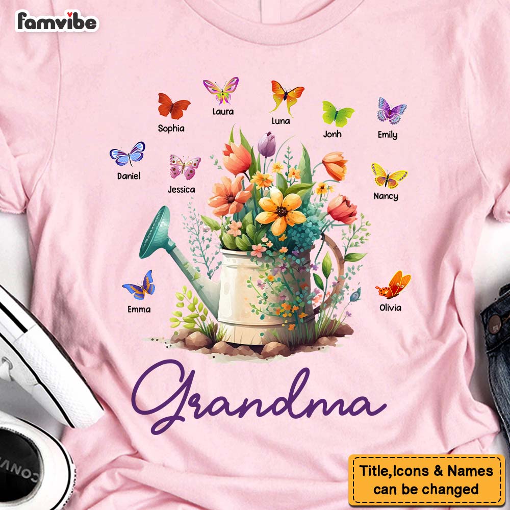 Personalized Gift For Grandma Floral Watering Can Shirt Hoodie Sweatshirt 27062 Primary Mockup