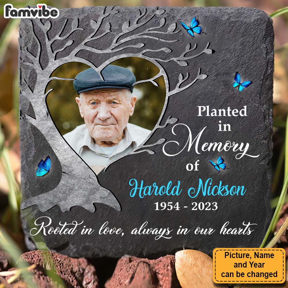 Personalized Gift For Family Planted In Memory Heart Tree Square Memorial Stone 27063 Primary Mockup