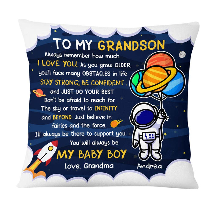 Personalized Gift For Son Grandson Astronaut Outer Space To My Grandson Pillow 27070 1