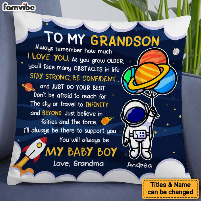 Personalized Gift For Son Grandson Astronaut Outer Space To My Grandson Pillow 27070 1