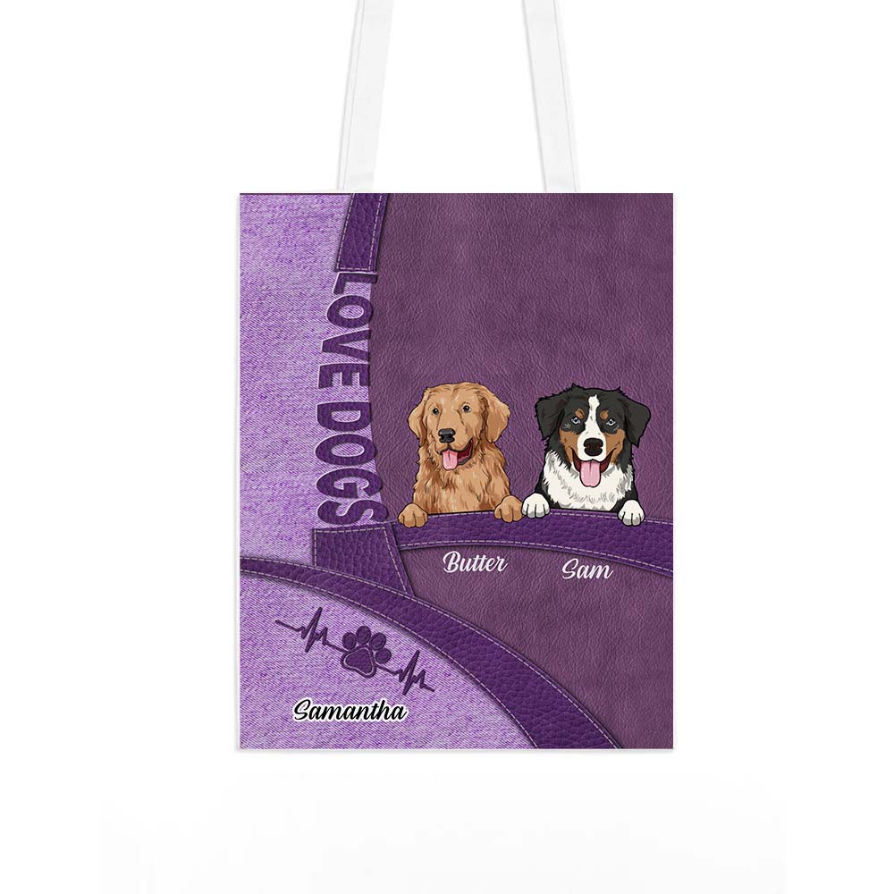 Personalized Gift For Dog Mom Love Line Tote Bag 27072 Primary Mockup