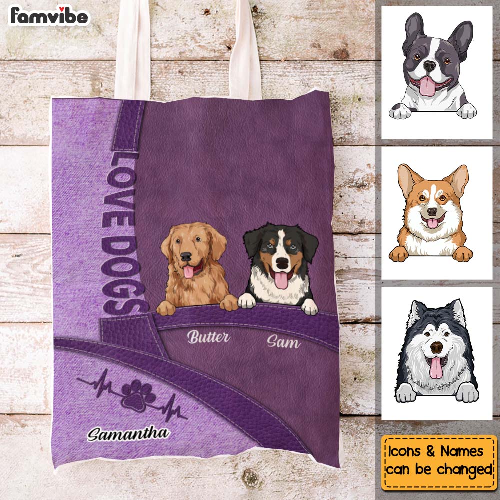 Personalized Gift For Dog Mom Love Line Tote Bag 27072 Primary Mockup